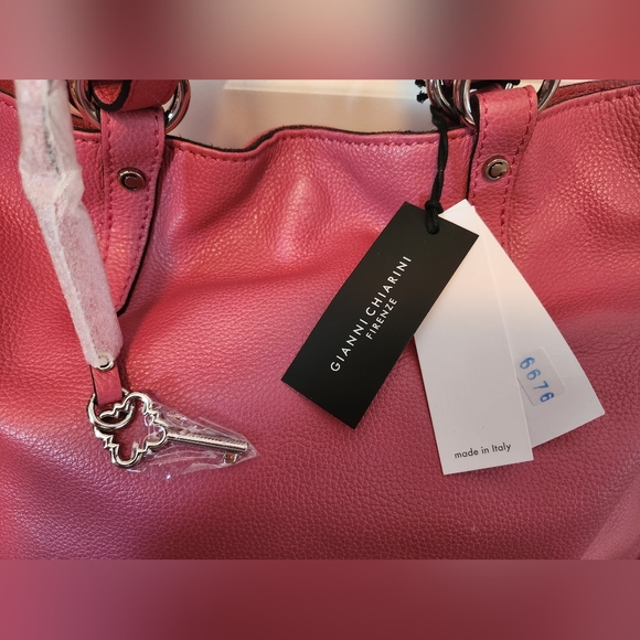 Gianni Chiarini Firenze Italian Leather Tote Bag in Bubblegum Pink; NEW - Picture 9 of 16